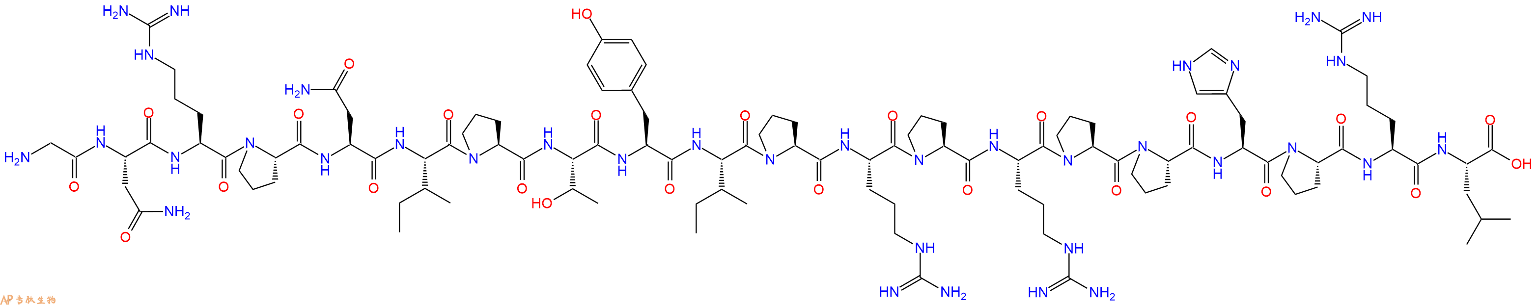 专肽生物产品H2N-Gly-Asn-Arg-Pro-Asn-Ile-Pro-Thr-Tyr-Ile-Pro-Arg-Pro-Arg-Pro-Pro-His-Pro-Arg-Leu-OH