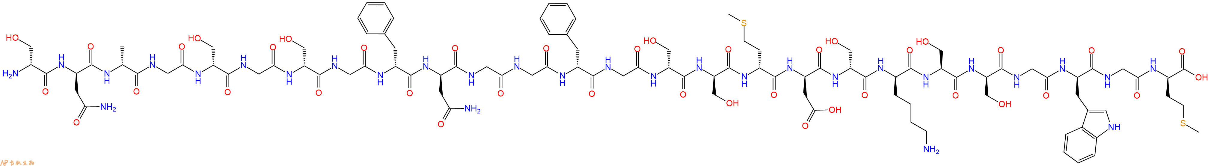 专肽生物产品H2N-DSer-DAsn-DAla-Gly-DSer-Gly-DSer-Gly-DPhe-DAsn-Gly-Gly-DPhe-Gly-DSer-DSer-DMet-DAsp-DSer-DLys-Ser-DSer-Gly-DTrp-Gly-DMet-OH