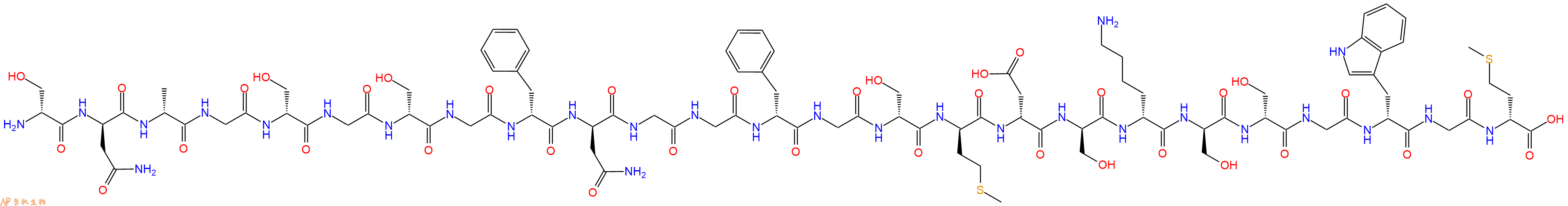 专肽生物产品H2N-DSer-DAsn-DAla-Gly-DSer-Gly-DSer-Gly-DPhe-DAsn-Gly-Gly-DPhe-Gly-DSer-DMet-DAsp-DSer-DLys-DSer-DSer-Gly-DTrp-Gly-DMet-OH
