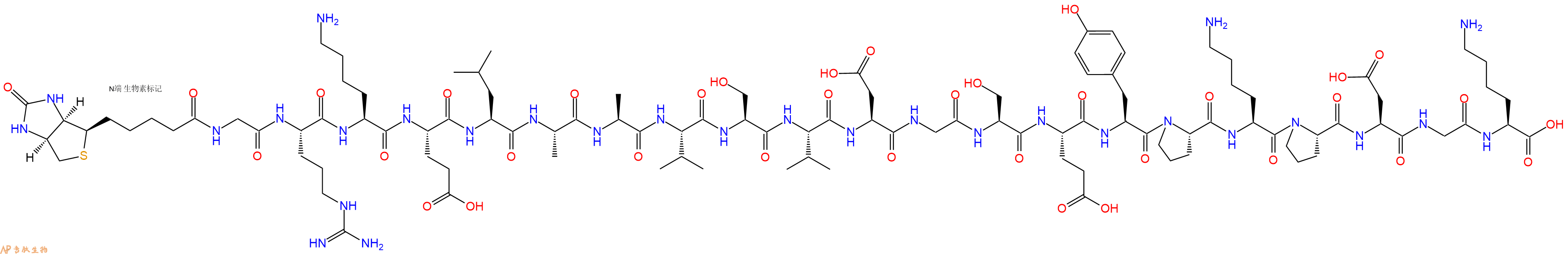 专肽生物产品Biotinyl-Gly-Arg-Lys-Glu-Leu-Ala-Ala-Val-Ser-Val-Asp-Gly-Ser-Glu-Tyr-Pro-Lys-Pro-Asp-Gly-Lys-OH
