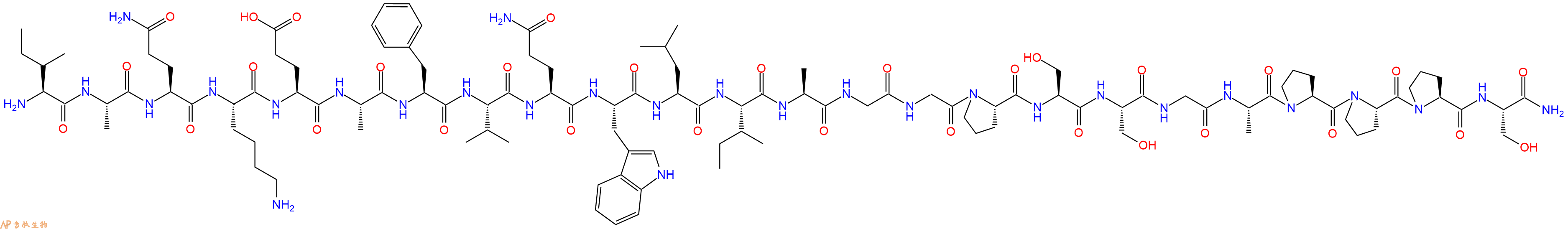 专肽生物产品H2N-Ile-Ala-Gln-Lys-Glu-Ala-Phe-Val-Gln-Trp-Leu-Ile-Ala-Gly-Gly-Pro-Ser-Ser-Gly-Ala-Pro-Pro-Pro-Ser-CONH2