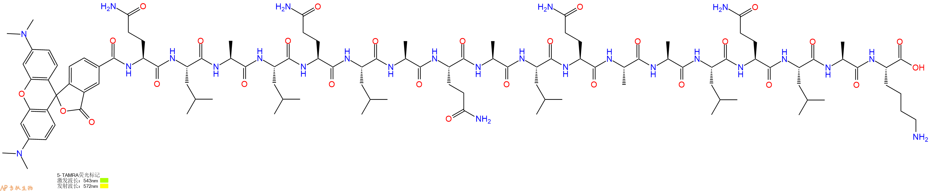 专肽生物产品5TAMRA-Gln-Leu-Ala-Leu-Gln-Leu-Ala-Gln-Ala-Leu-Gln-Ala-Ala-Leu-Gln-Leu-Ala-Lys-OH