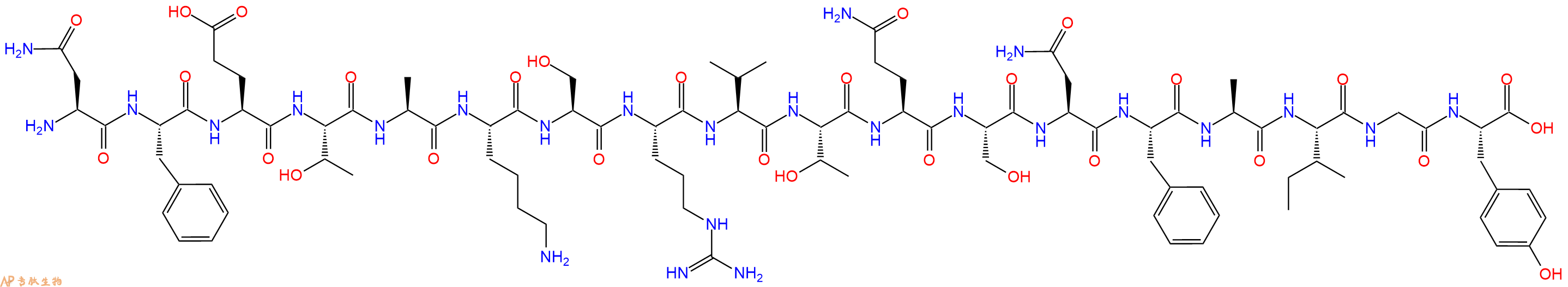 专肽生物产品H2N-Asn-Phe-Glu-Thr-Ala-Lys-Ser-Arg-Val-Thr-Gln-Ser-Asn-Phe-Ala-Ile-Gly-Tyr-OH