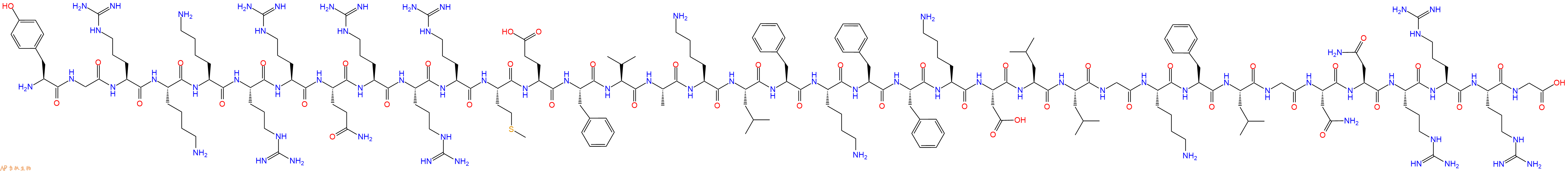 专肽生物产品H2N-Tyr-Gly-Arg-Lys-Lys-Arg-Arg-Gln-Arg-Arg-Arg-Met-Glu-Phe-Val-Ala-Lys-Leu-Phe-Lys-Phe-Phe-Lys-Asp-Leu-Leu-Gly-Lys-Phe-Leu-Gly-Asn-Asn-Arg-Arg-Arg-Gly-OH
