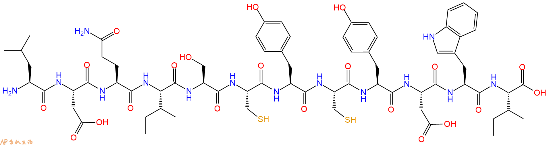 专肽生物产品H2N-Leu-Asp-Gln-Ile-Ser-Cys-Tyr-Cys-Tyr-Asp-Trp-Ile-OH