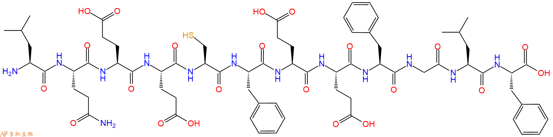 专肽生物产品H2N-Leu-Gln-Glu-Glu-Cys-Phe-Glu-Glu-Phe-Gly-Leu-Phe-OH