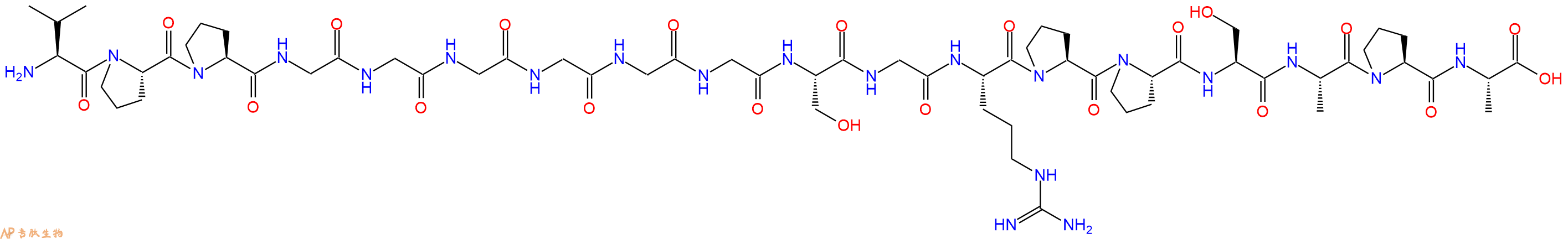 专肽生物产品H2N-Val-Pro-Pro-Gly-Gly-Gly-Gly-Gly-Gly-Ser-Gly-Arg-Pro-Pro-Ser-Ala-Pro-Ala-OH