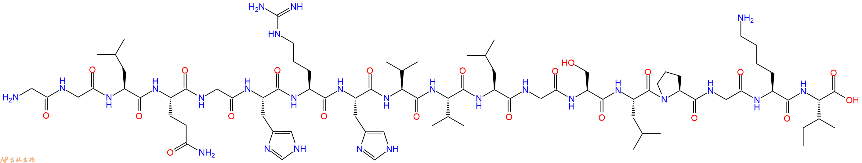专肽生物产品H2N-Gly-Gly-Leu-Gln-Gly-His-Arg-His-Val-Val-Leu-Gly-Ser-Leu-Pro-Gly-Lys-Ile-OH