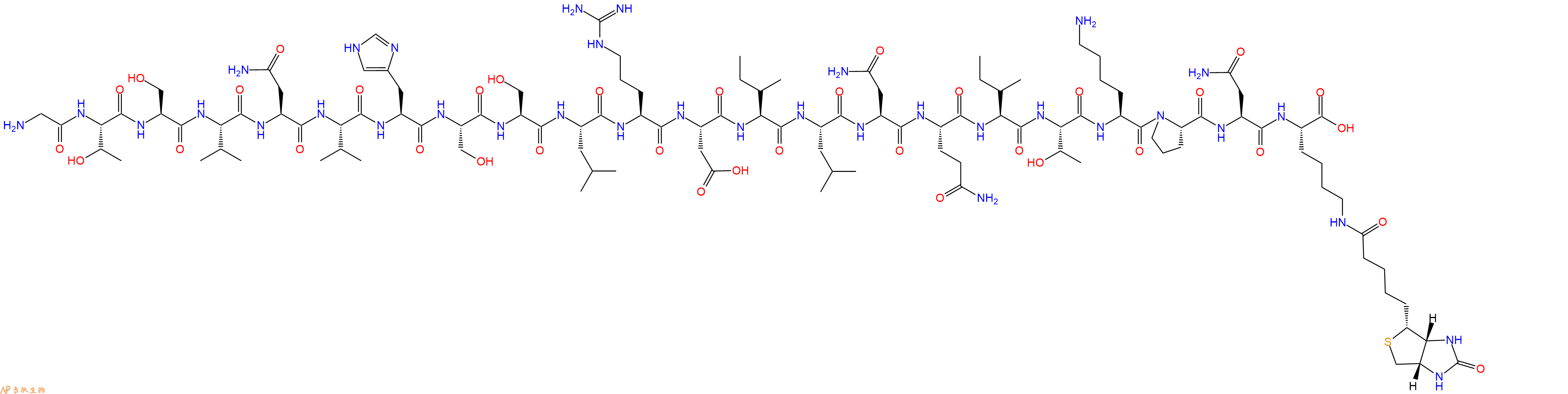 专肽生物产品H2N-Gly-Thr-Ser-Val-Asn-Val-His-Ser-Ser-Leu-Arg-Asp-Ile-Leu-Asn-Gln-Ile-Thr-Lys-Pro-Asn-Lys(Biotin)-OH