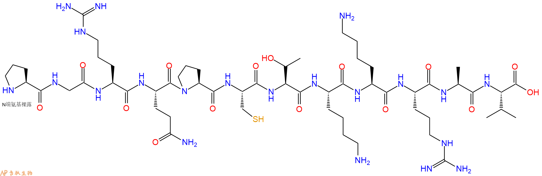 专肽生物产品H2N-Pro-Gly-Arg-Gln-Pro-Cys-Thr-Lys-Lys-Arg-Ala-Val-OH