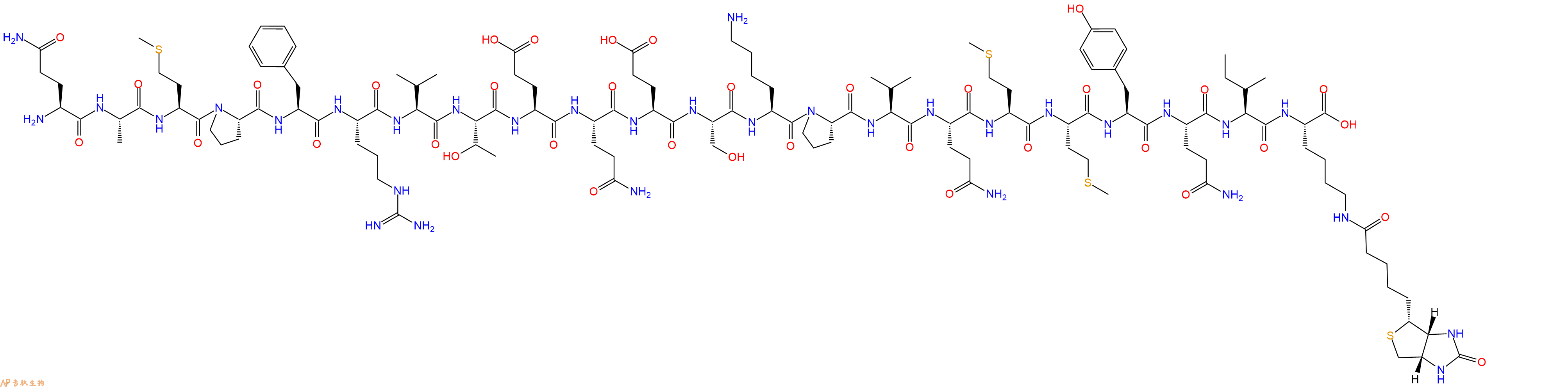 专肽生物产品H2N-Gln-Ala-Met-Pro-Phe-Arg-Val-Thr-Glu-Gln-Glu-Ser-Lys-Pro-Val-Gln-Met-Met-Tyr-Gln-Ile-Lys(Biotin)-OH