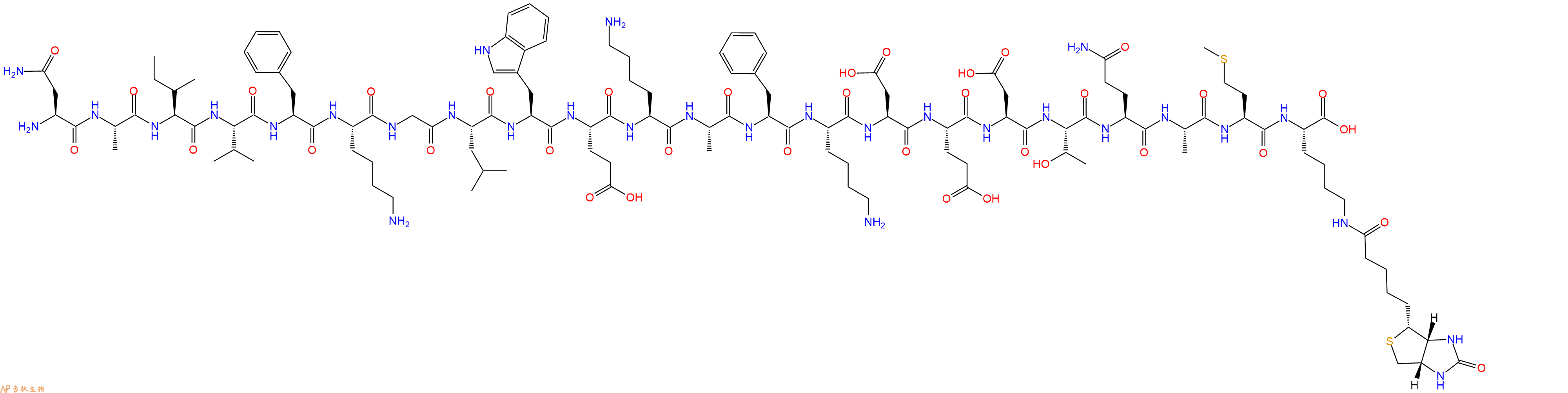 专肽生物产品H2N-Asn-Ala-Ile-Val-Phe-Lys-Gly-Leu-Trp-Glu-Lys-Ala-Phe-Lys-Asp-Glu-Asp-Thr-Gln-Ala-Met-Lys(Biotin)-OH