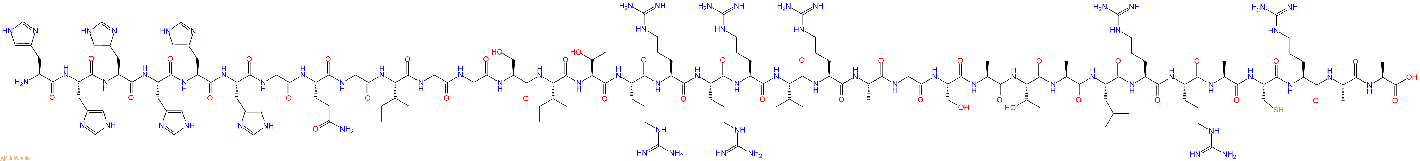 专肽生物产品H2N-His-His-His-His-His-His-Gly-Gln-Gly-Ile-Gly-Gly-Ser-Ile-Thr-Arg-Arg-Arg-Arg-Val-Arg-Ala-Gly-Ser-Ala-Thr-Ala-Leu-Arg-Arg-Ala-Cys-Arg-Ala-Ala-OH