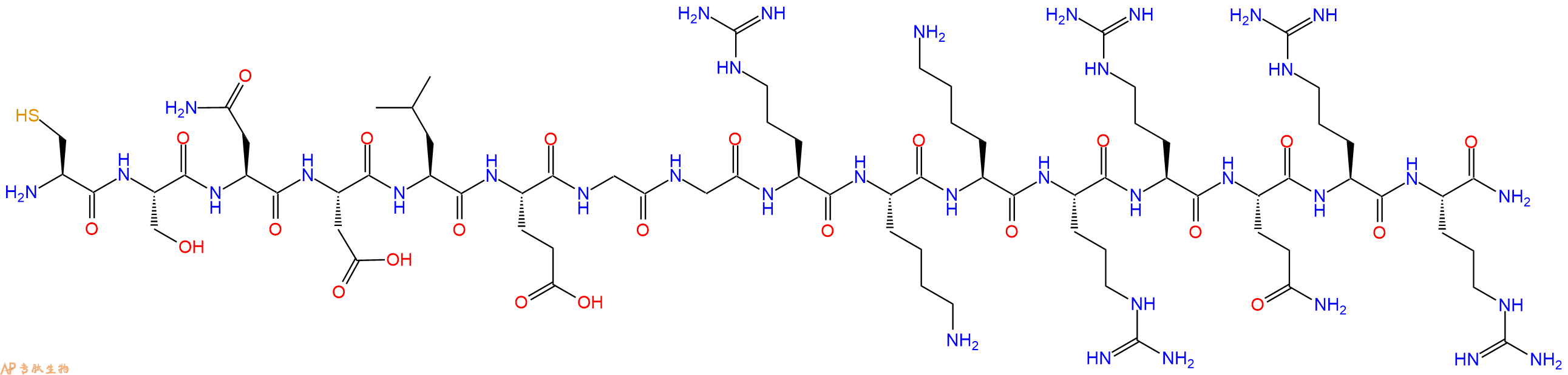 专肽生物产品H2N-Cys-Ser-Asn-Asp-Leu-Glu-Gly-Gly-Arg-Lys-Lys-Arg-Arg-Gln-Arg-Arg-CONH2