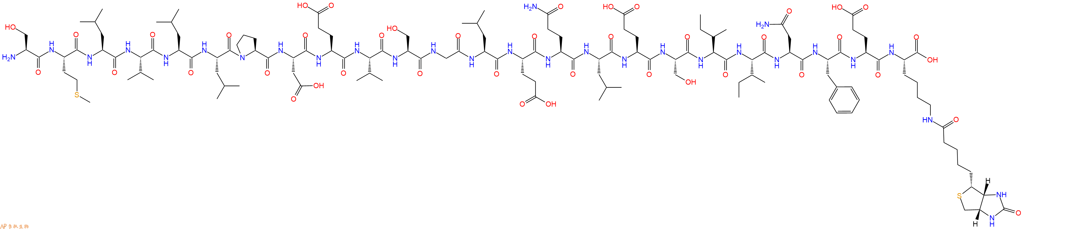 专肽生物产品H2N-Ser-Met-Leu-Val-Leu-Leu-Pro-Asp-Glu-Val-Ser-Gly-Leu-Glu-Gln-Leu-Glu-Ser-Ile-Ile-Asn-Phe-Glu-Lys(Biotin)-OH