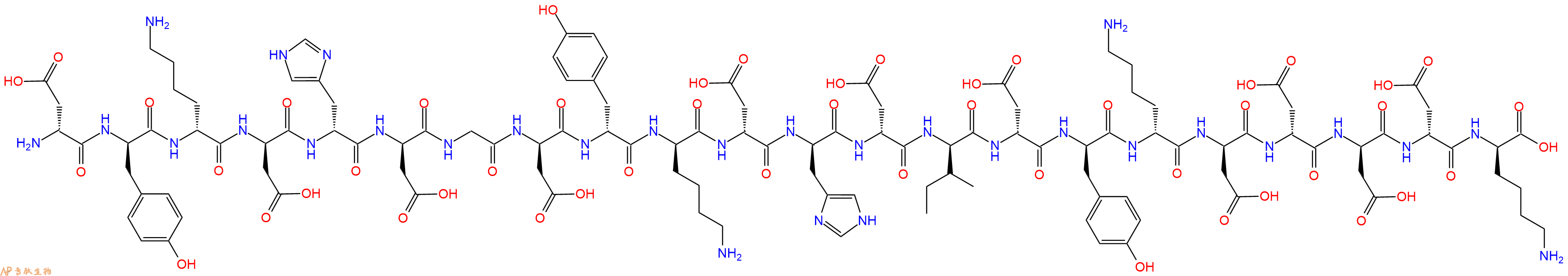 专肽生物产品H2N-DAsp-DTyr-DLys-DAsp-DHis-DAsp-Gly-DAsp-DTyr-DLys-DAsp-DHis-DAsp-DIle-DAsp-DTyr-DLys-DAsp-DAsp-DAsp-DAsp-DLys-OH