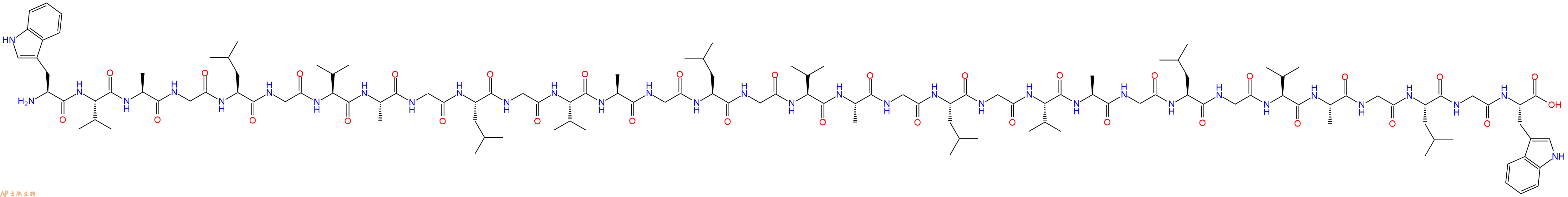 专肽生物产品H2N-Trp-Val-Ala-Gly-Leu-Gly-Val-Ala-Gly-Leu-Gly-Val-Ala-Gly-Leu-Gly-Val-Ala-Gly-Leu-Gly-Val-Ala-Gly-Leu-Gly-Val-Ala-Gly-Leu-Gly-Trp-OH