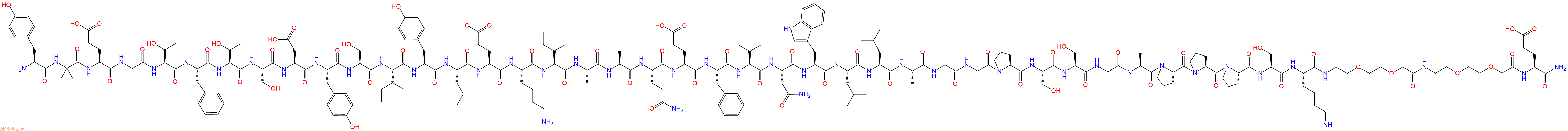 专肽生物产品H2N-Tyr-Aib-Glu-Gly-Thr-Phe-Thr-Ser-Asp-Tyr-Ser-Ile-Tyr-Leu-Glu-Lys-Ile-Ala-Ala-Gln-Glu-Phe-Val-Asn-Trp-Leu-Leu-Ala-Gly-Gly-Pro-Ser-Ser-Gly-Ala-Pro-Pro-Pro-Ser-Lys-AEEA-AEEA-Glu-CONH2