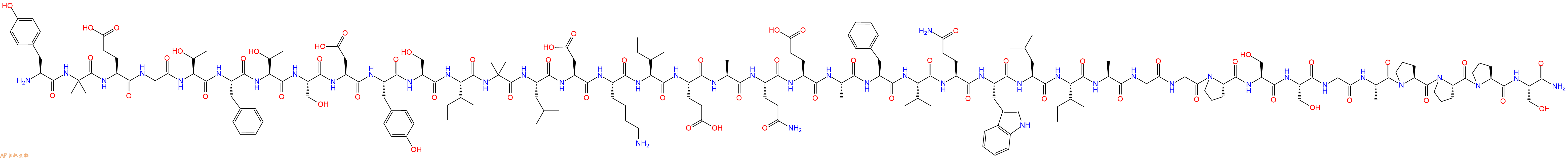 专肽生物产品H2N-Tyr-Aib-Glu-Gly-Thr-Phe-Thr-Ser-Asp-Tyr-Ser-Ile-Aib-Leu-Asp-Lys-Ile-Glu-Ala-Gln-Glu-Ala-Phe-Val-Gln-Trp-Leu-Ile-Ala-Gly-Gly-Pro-Ser-Ser-Gly-Ala-Pro-Pro-Pro-Ser-CONH2