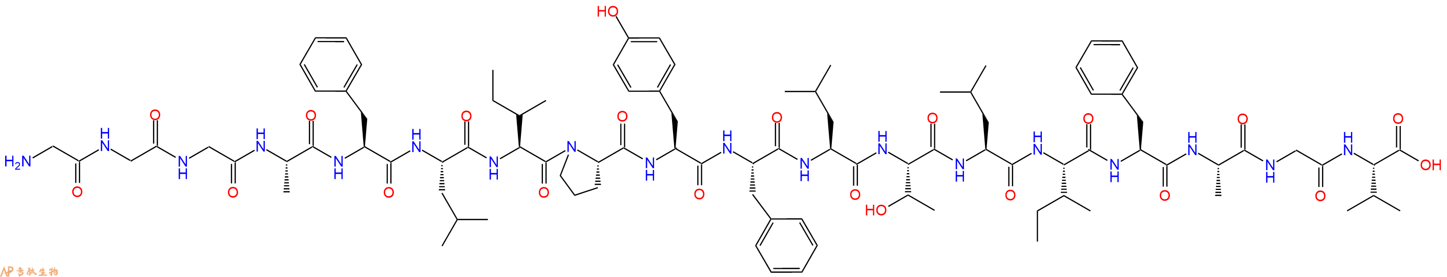 专肽生物产品H2N-Gly-Gly-Gly-Ala-Phe-Leu-Ile-Pro-Tyr-Phe-Leu-Thr-Leu-Ile-Phe-Ala-Gly-Val-OH