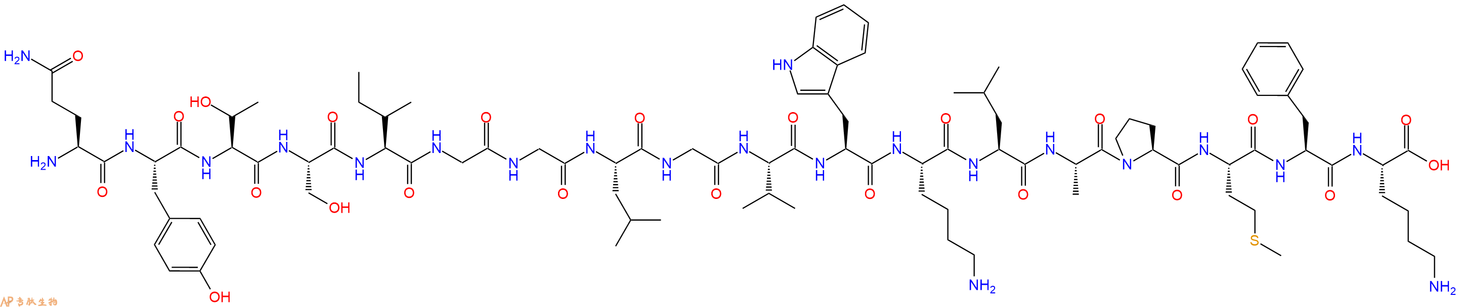 专肽生物产品H2N-Gln-Tyr-Thr-Ser-Ile-Gly-Gly-Leu-Gly-Val-Trp-Lys-Leu-Ala-Pro-Met-Phe-Lys-OH