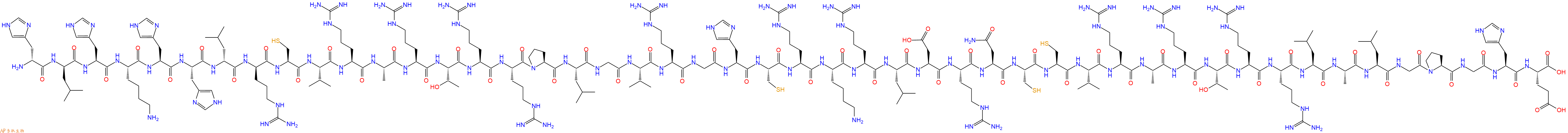 专肽生物产品H2N-DHis-DLeu-His-Lys-His-His-DLeu-DArg-Cys-Val-Arg-Ala-Arg-Thr-Arg-Arg-Pro-Leu-Gly-Val-Arg-Gly-His-Cys-Arg-Lys-Arg-Leu-Asp-Arg-Asn-Cys-Cys-Val-Arg-Ala-Arg-Thr-Arg-Arg-Leu-Ala-Leu-Gly-Pro-Gly-His-Glu-OH
