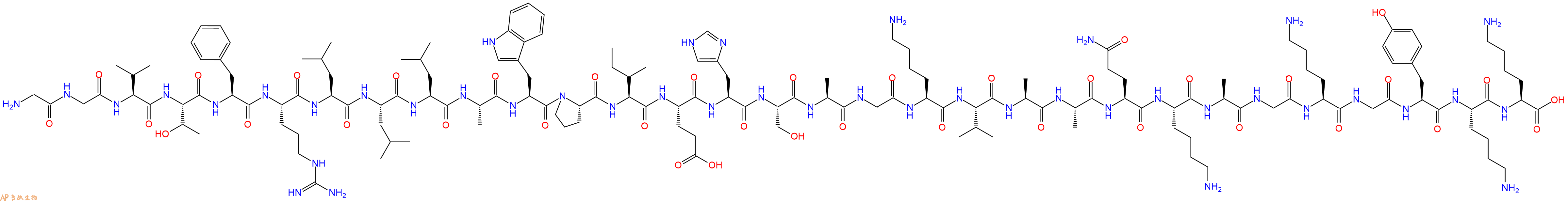 专肽生物产品H2N-Gly-Gly-Val-Thr-Phe-Arg-Leu-Leu-Leu-Ala-Trp-Pro-Ile-Glu-His-Ser-Ala-Gly-Lys-Val-Ala-Ala-Gln-Lys-Ala-Gly-Lys-Gly-Tyr-Lys-Lys-OH