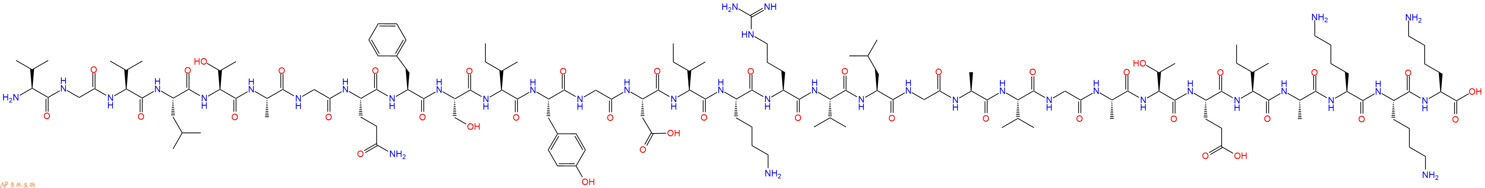 专肽生物产品H2N-Val-Gly-Val-Leu-Thr-Ala-Gly-Gln-Phe-Ser-Ile-Tyr-Gly-Asp-Ile-Lys-Arg-Val-Leu-Gly-Ala-Val-Gly-Ala-Thr-Glu-Ile-Ala-Lys-Lys-Lys-OH
