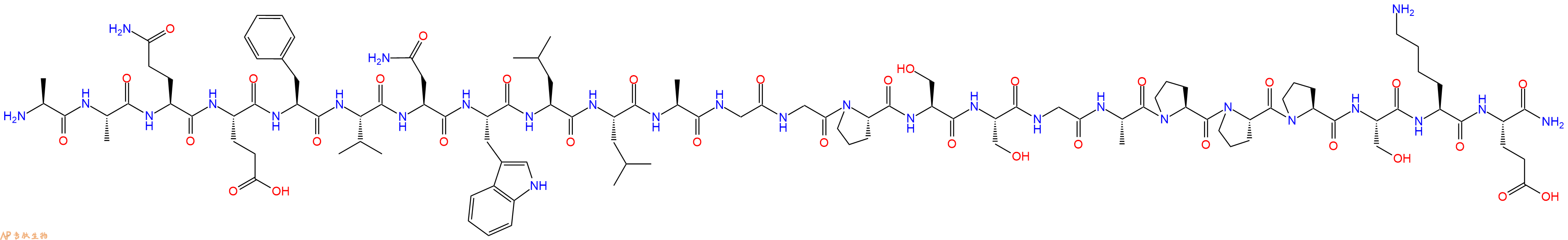 专肽生物产品H2N-Ala-Ala-Gln-Glu-Phe-Val-Asn-Trp-Leu-Leu-Ala-Gly-Gly-Pro-Ser-Ser-Gly-Ala-Pro-Pro-Pro-Ser-Lys-Glu-CONH2