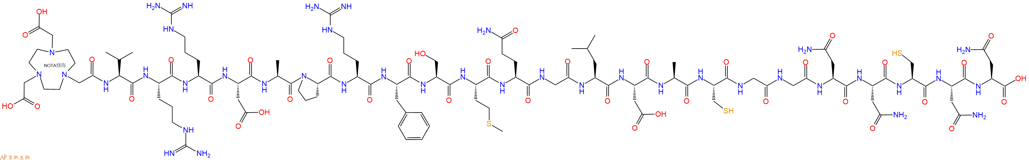 专肽生物产品NOTA-Val-Arg-Arg-Asp-Ala-Pro-Arg-Phe-Ser-Met-Gln-Gly-Leu-Asp-Ala-Cys-Gly-Gly-Asn-Asn-Cys-Asn-Asn-OH