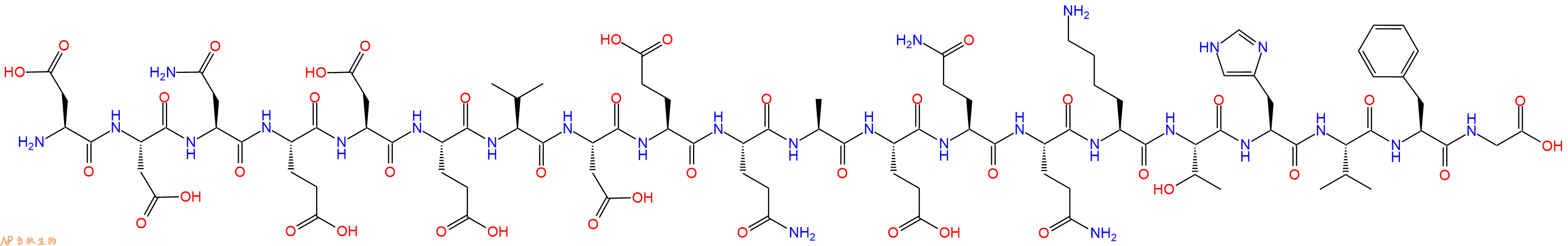 专肽生物产品H2N-Asp-Asp-Asn-Glu-Asp-Glu-Val-Asp-Glu-Gln-Ala-Glu-Gln-Gln-Lys-Thr-His-Val-Phe-Gly-OH