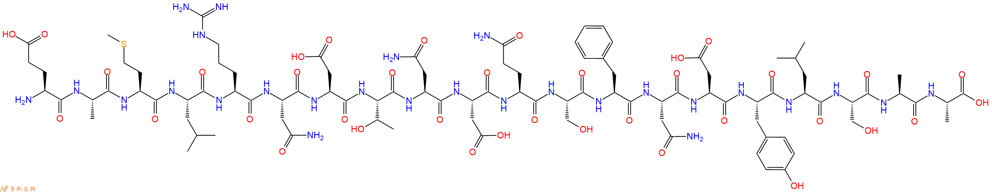 专肽生物产品H2N-Glu-Ala-Met-Leu-Arg-Asn-Asp-Thr-Asn-Asp-Gln-Ser-Phe-Asn-Asp-Tyr-Leu-Ser-Ala-Ala-OH