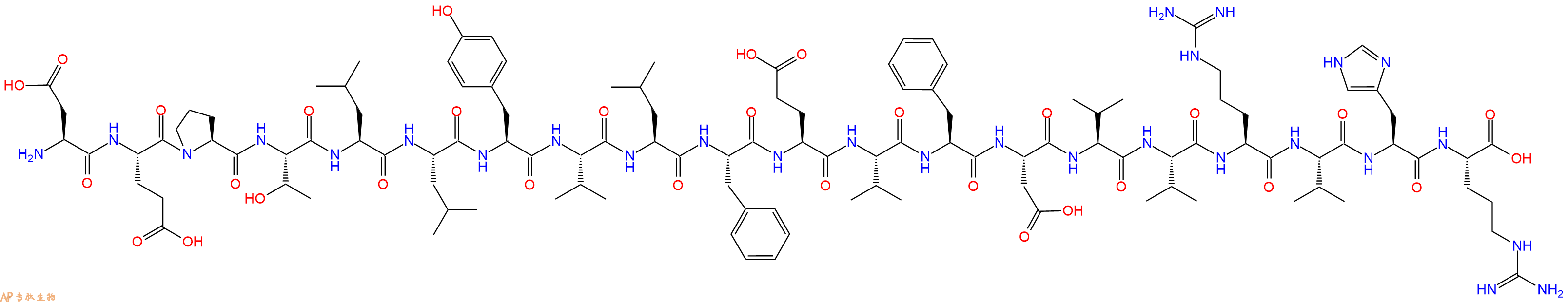 专肽生物产品H2N-Asp-Glu-Pro-Thr-Leu-Leu-Tyr-Val-Leu-Phe-Glu-Val-Phe-Asp-Val-Val-Arg-Val-His-Arg-OH