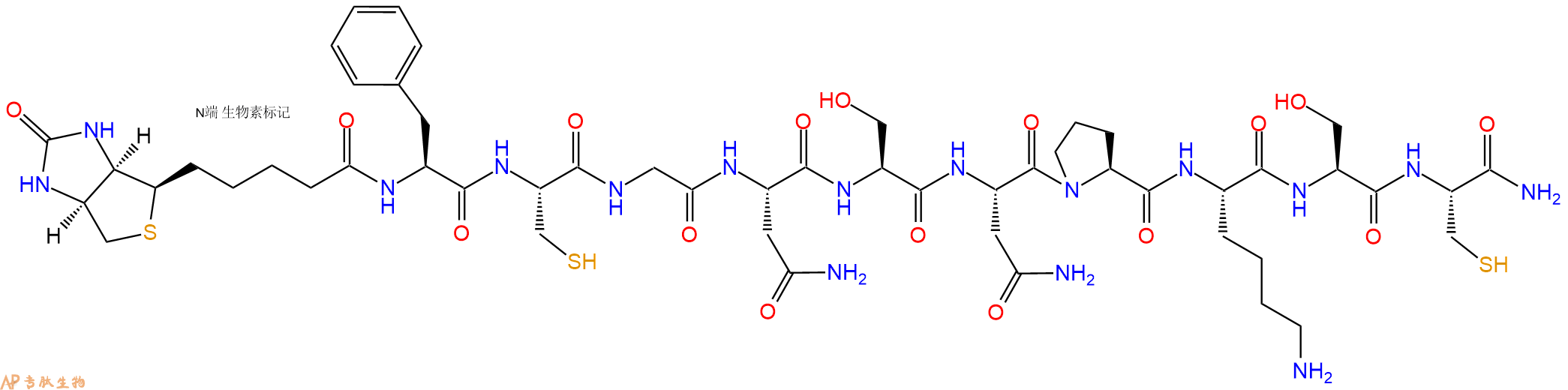 专肽生物产品Biotinyl-Phe-Cys-Gly-Asn-Ser-Asn-Pro-Lys-Ser-Cys-CONH2