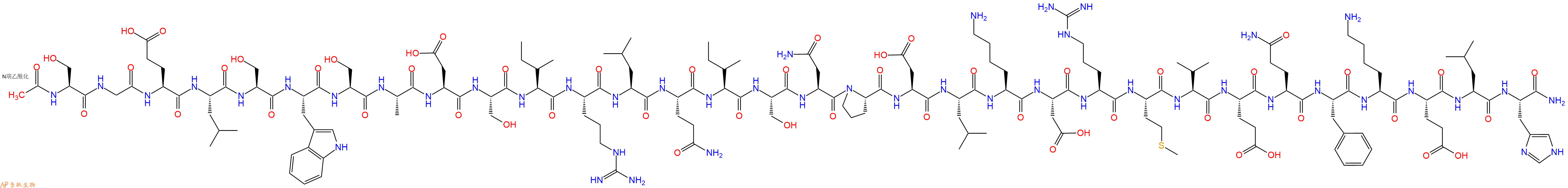 专肽生物产品Ac-Ser-Gly-Glu-Leu-Ser-Trp-Ser-Ala-Asp-Ser-Ile-Arg-Leu-Gln-Ile-Ser-Asn-Pro-Asp-Leu-Lys-Asp-Arg-Met-Val-Glu-Gln-Phe-Lys-Glu-Leu-His-CONH2