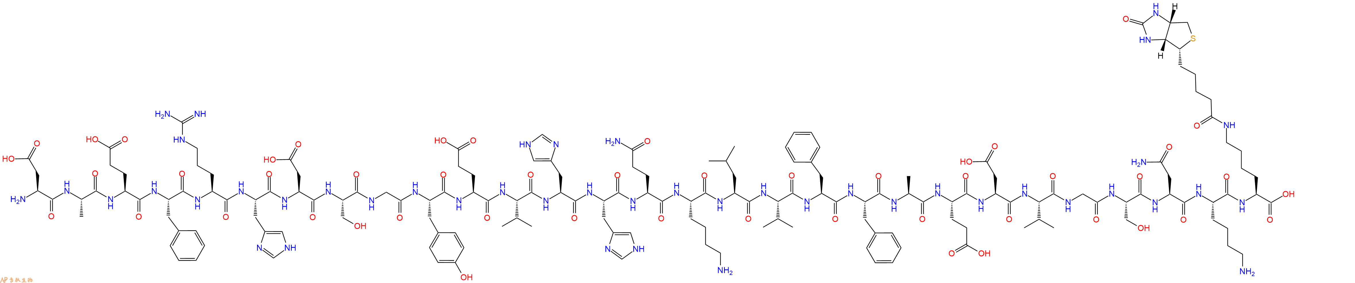 专肽生物产品H2N-Asp-Ala-Glu-Phe-Arg-His-Asp-Ser-Gly-Tyr-Glu-Val-His-His-Gln-Lys-Leu-Val-Phe-Phe-Ala-Glu-Asp-Val-Gly-Ser-Asn-Lys-Lys(Biotin)-OH