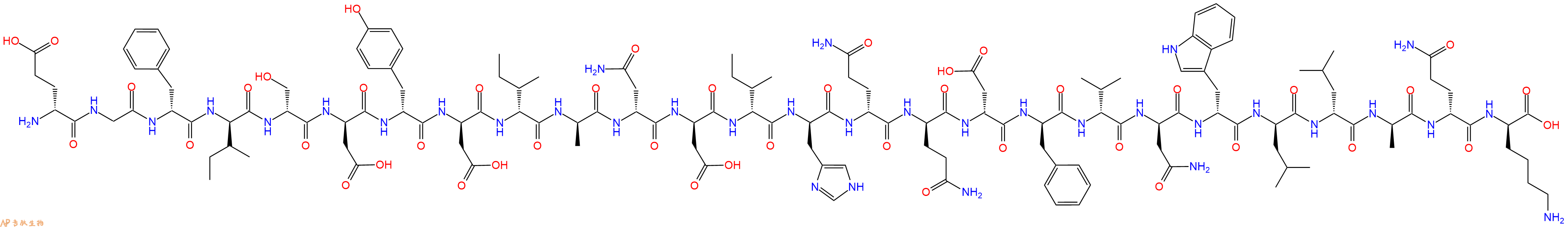 专肽生物产品H2N-DGlu-Gly-DPhe-DIle-DSer-DAsp-DTyr-DAsp-DIle-DAla-DAsn-DAsp-DIle-DHis-DGln-DGln-DAsp-DPhe-DVal-DAsn-DTrp-DLeu-DLeu-DAla-DGln-DLys-OH