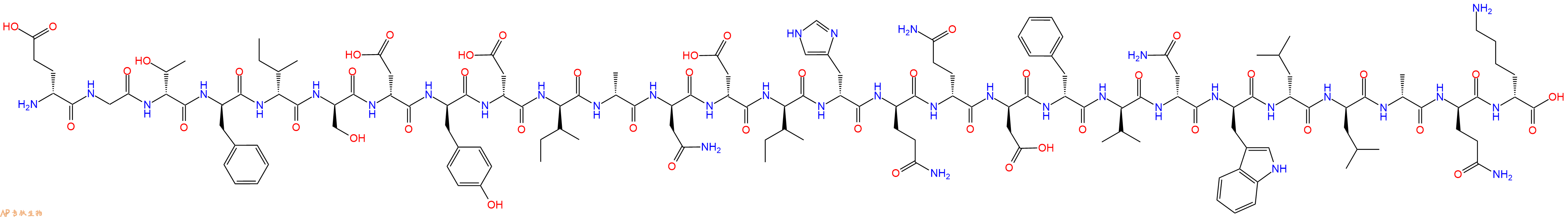 专肽生物产品H2N-DGlu-Gly-DThr-DPhe-DIle-DSer-DAsp-DTyr-DAsp-DIle-DAla-DAsn-DAsp-DIle-DHis-DGln-DGln-DAsp-DPhe-DVal-DAsn-DTrp-DLeu-DLeu-DAla-DGln-DLys-OH