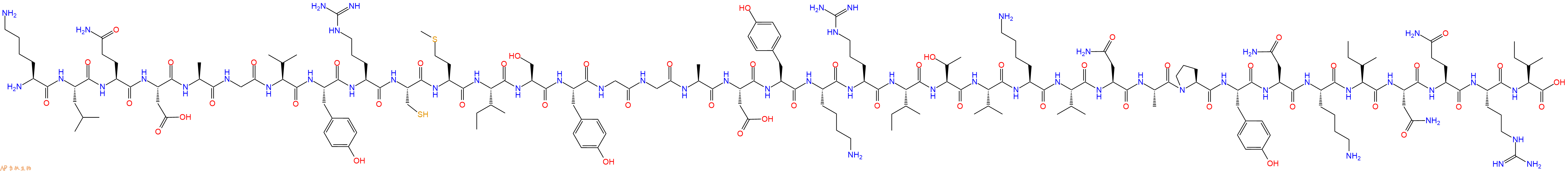 专肽生物产品H2N-Lys-Leu-Gln-Asp-Ala-Gly-Val-Tyr-Arg-Cys-Met-Ile-Ser-Tyr-Gly-Gly-Ala-Asp-Tyr-Lys-Arg-Ile-Thr-Val-Lys-Val-Asn-Ala-Pro-Tyr-Asn-Lys-Ile-Asn-Gln-Arg-Ile-OH