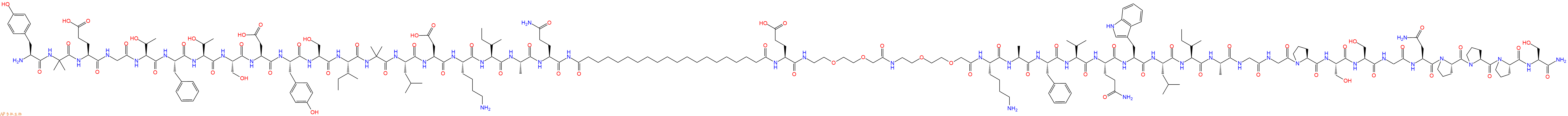 专肽生物产品H2N-Tyr-Aib-Glu-Gly-Thr-Phe-Thr-Ser-Asp-Tyr-Ser-Ile-Aib-Leu-Asp-Lys-Ile-Ala-Gln-C20-Glu-AEEA-AEEA-Lys-Ala-Phe-Val-Gln-Trp-Leu-Ile-Ala-Gly-Gly-Pro-Ser-Ser-Gly-Asn-Pro-Pro-Pro-Ser-CONH2
