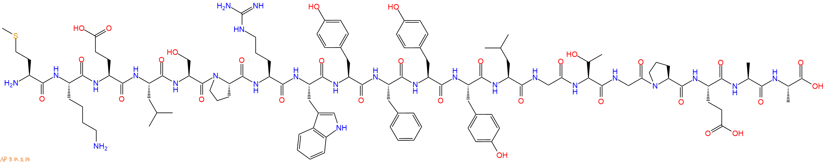 专肽生物产品H2N-Met-Lys-Glu-Leu-Ser-Pro-Arg-Trp-Tyr-Phe-Tyr-Tyr-Leu-Gly-Thr-Gly-Pro-Glu-Ala-Ala-OH
