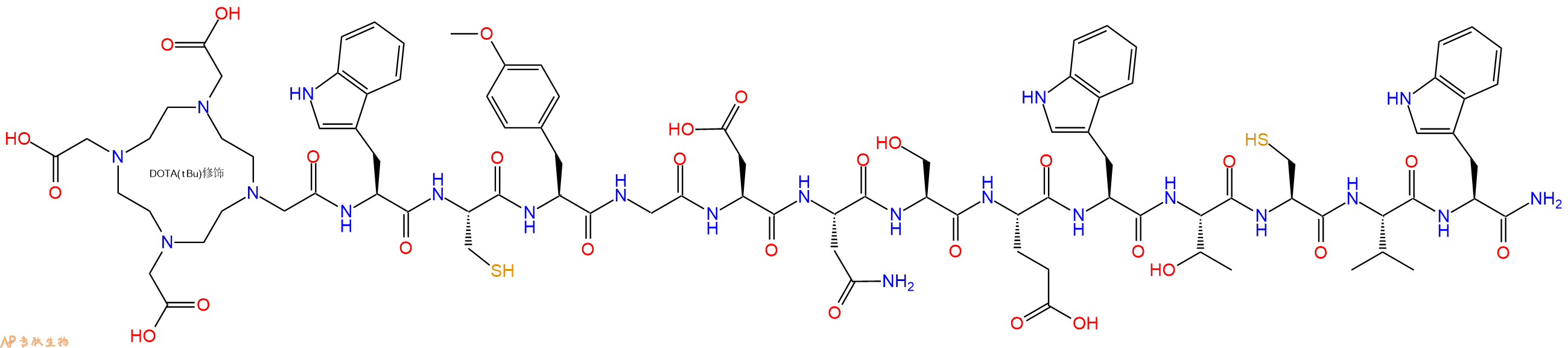 专肽生物产品DOTA-Trp-Cys-Tyr(OMe)-Gly-Asp-Asn-Ser-Glu-Trp-Thr-Cys-Val-Trp-CONH2