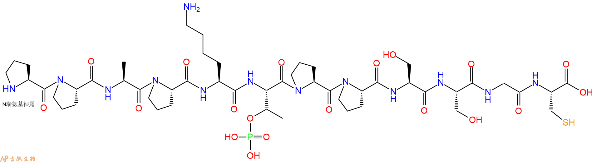 专肽生物产品H2N-Pro-Pro-Ala-Pro-Lys-pThr-Pro-Pro-Ser-Ser-Gly-Cys-OH