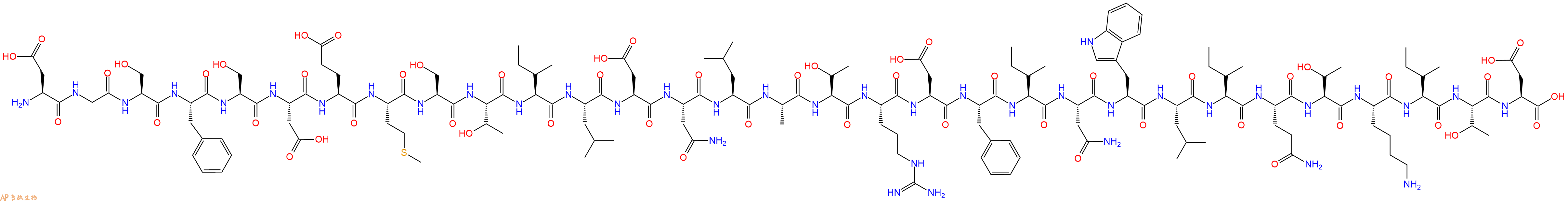 专肽生物产品H2N-Asp-Gly-Ser-Phe-Ser-Asp-Glu-Met-Ser-Thr-Ile-Leu-Asp-Asn-Leu-Ala-Thr-Arg-Asp-Phe-Ile-Asn-Trp-Leu-Ile-Gln-Thr-Lys-Ile-Thr-Asp-OH