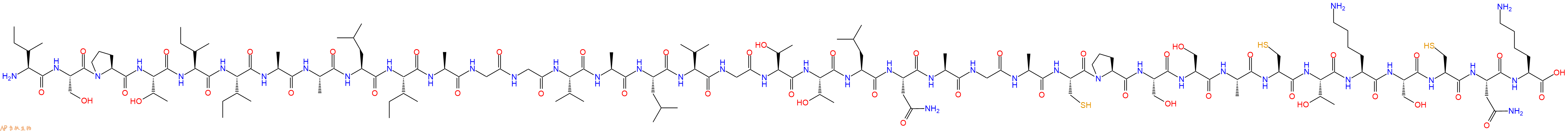 专肽生物产品H2N-Ile-Ser-Pro-Thr-Ile-Ile-Ala-Ala-Leu-Ile-Ala-Gly-Gly-Val-Ala-Leu-Val-Gly-Thr-Thr-Leu-Asn-Ala-Gly-Ala-Cys-Pro-Ser-Ser-Ala-Cys-Thr-Lys-Ser-Cys-Asn-Lys-OH