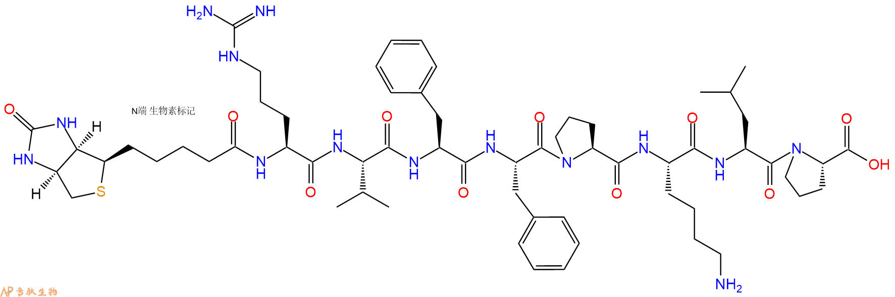 专肽生物产品Biotinyl-Arg-Val-Phe-Phe-Pro-Lys-Leu-Pro-OH
