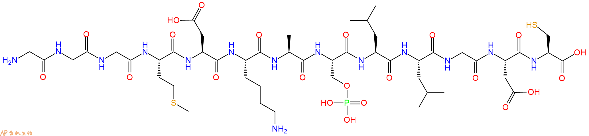 专肽生物产品H2N-Gly-Gly-Gly-Met-Asp-Lys-Ala-Ser(PO3H2)-Leu-Leu-Gly-Asp-Cys-OH