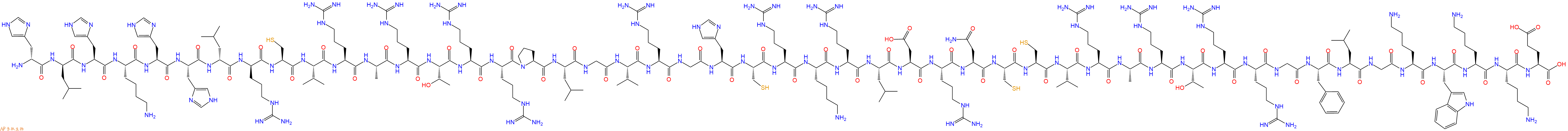 专肽生物产品H2N-DHis-DLeu-His-Lys-His-His-DLeu-DArg-Cys-Val-Arg-Ala-Arg-Thr-Arg-Arg-Pro-Leu-Gly-Val-Arg-Gly-His-Cys-Arg-Lys-Arg-Leu-Asp-Arg-Asn-Cys-Cys-Val-Arg-Ala-Arg-Thr-Arg-Arg-Gly-Phe-Leu-Gly-Lys-Trp-Lys-Lys-Glu-OH