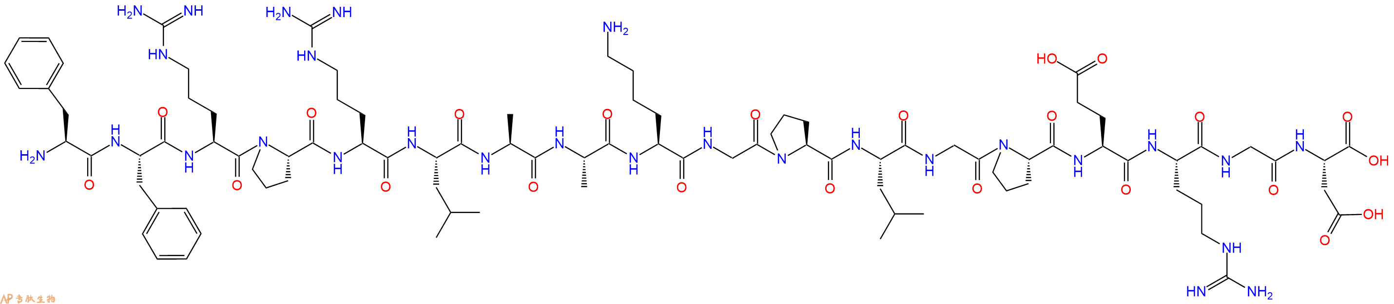 专肽生物产品H2N-Phe-Phe-Arg-Pro-Arg-Leu-Ala-Ala-Lys-Gly-Pro-Leu-Gly-Pro-Glu-Arg-Gly-Asp-OH