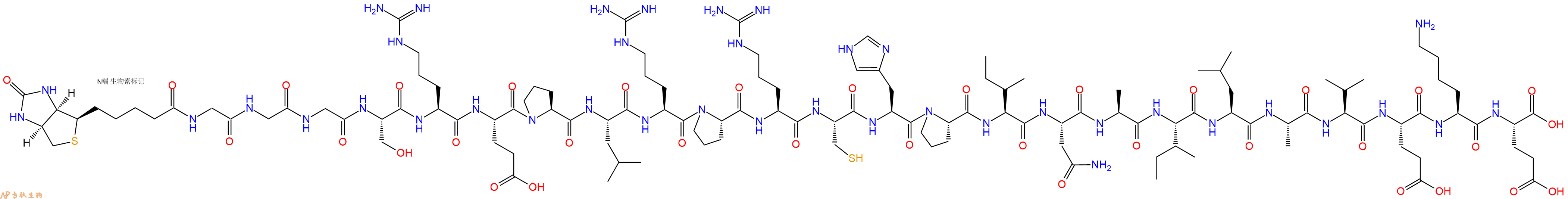 专肽生物产品Biotinyl-Gly-Gly-Gly-Ser-Arg-Glu-Pro-Leu-Arg-Pro-Arg-Cys-His-Pro-Ile-Asn-Ala-Ile-Leu-Ala-Val-Glu-Lys-Glu-OH